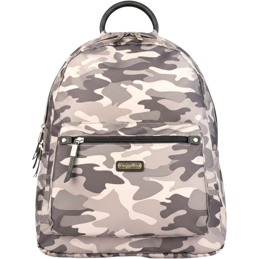 Baggallini Central Park Backpack Grey Camo Nylon with Matching Wristlet Travel